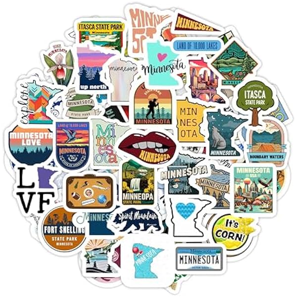 BulbaCraft Minnesota Stickers for Water Bottle and Laptop - State Souvenirs, Decorations & Gifts, Waterproof Vinyl Decals, Gifts for Women & Men