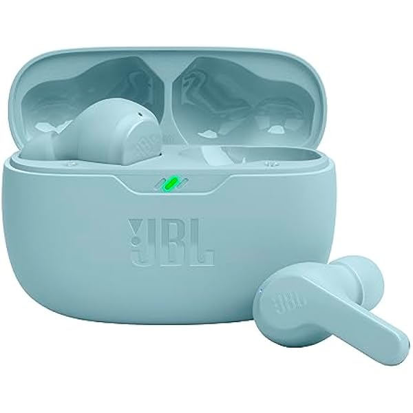 JBL Vibe Beam - True Wireless JBL Deep Bass Sound Earbuds, Bluetooth 5.2, Water & Dust Resistant, Hands-free call with VoiceAware, Up to 32 hours of battery life (Mint)