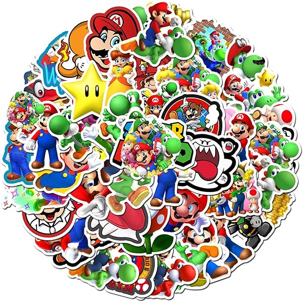 50pcs Mario Stickers Pack Cute Stickers for Kids Teens Adults Waterproof Vinyl Decals Japanese Anime Stickers for Water Bottles Scrapbook Laptop journaling (mlo)