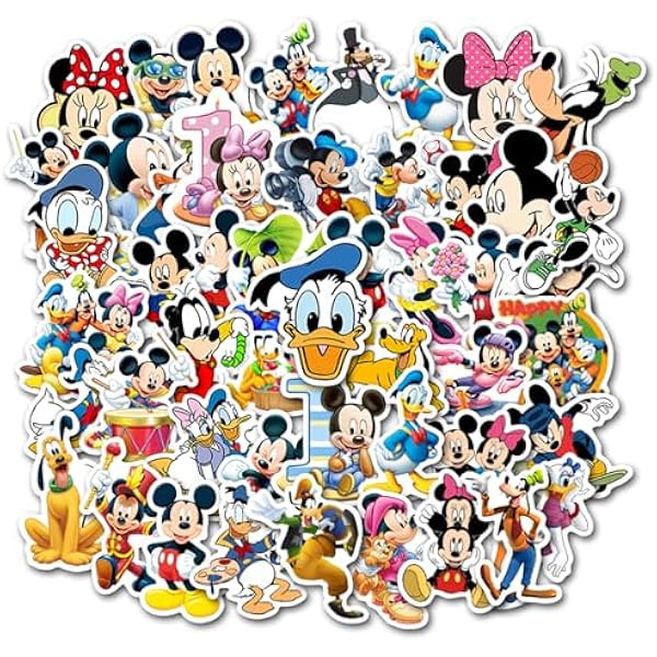 Cartoon Mickey Stickers, Cute Waterproof Vinyl Decal for Teen Kids Adult Girl Notebook, Laptop, Travel Case, Phone, Bike, Water Bottle, Guitar, Computer, Skateboard (Mouse)