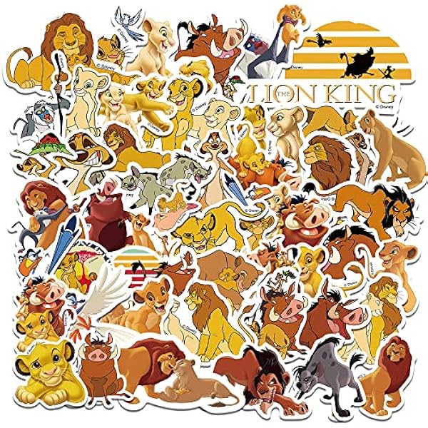 50pcs Popular Classic Lion Stickers for Kids, Children's Cartoon Sticker for Water Bottle,Laptop,Waterproof Vinyl Decals for Teens Girls Boys (Multicolor-A)