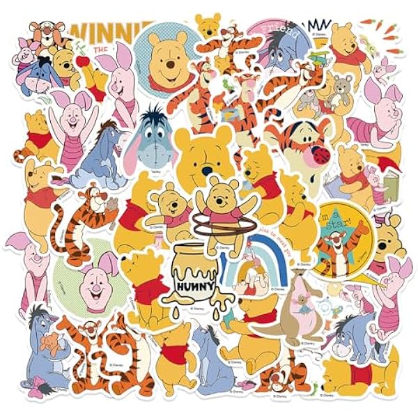 50pcs Popular Classic Bear Stickers for Kids, Children's Cartoon Sticker for Water Bottle,Laptop,Waterproof Vinyl Decals for Teens Girls Boys Party Supply Favor Decor(Multicolor-B)