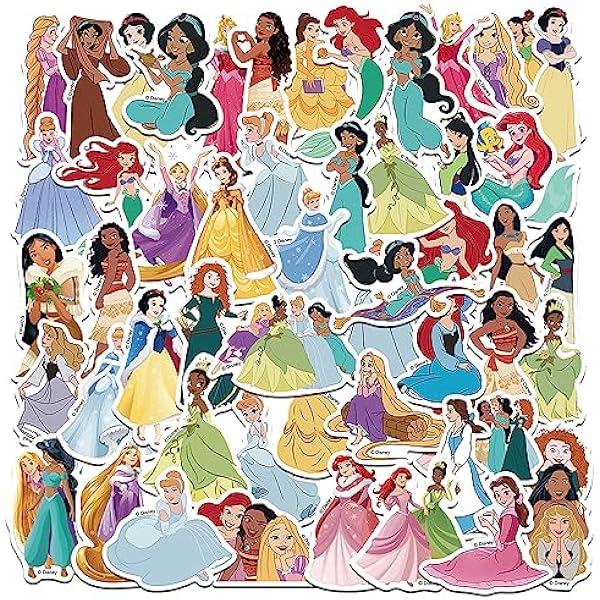 50pcs Popular Classic Princess Stickers for Kids, Children's Cartoon Sticker for Water Bottle,Laptop,Waterproof Vinyl Decals for Teens Girls Boys (Multicolor-D)