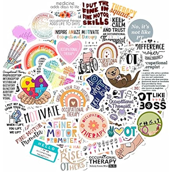 BulbaCraft 100Pcs Funny Occupational Therapy Stickers for Laptop and Water Bottles, OT Stickers - Occupational Therapy Gifts, OT Laptop Decals, Gifts for Women & Men