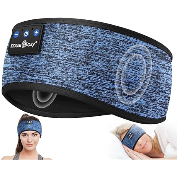 MUSICOZY Bluetooth 5.4 Headband Headphones for Sports and Sleep, Wireless Sleeping Eye Mask Earbuds Earphones for Side Sleepers Workout Running Cool Tech Gadget Unique Gift