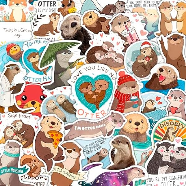 100Pcs Otter Stickers for Water Bottle - Sea Otter Gifts, Party Favors & Party Decorations - Gift for Women & Men