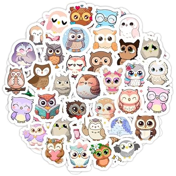 BulbaCraft Owl Stickers for Water Bottle and Laptop - Woodland Animal Decorations, Party Favors & Gifts, Waterproof Vinyl Decals, Gifts for Women & Men