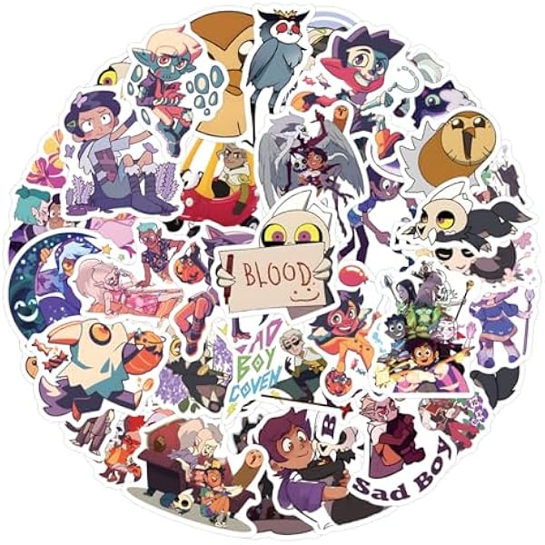 50Pcs The Owl House Stickers for Kids - Cute Cartoon Film Stickers Cute Gifts for Girls Boys Vinyl Sticker for Kids Waterbottle Laptop Guitar Classroom Prizes for Elementary Students (Owl)