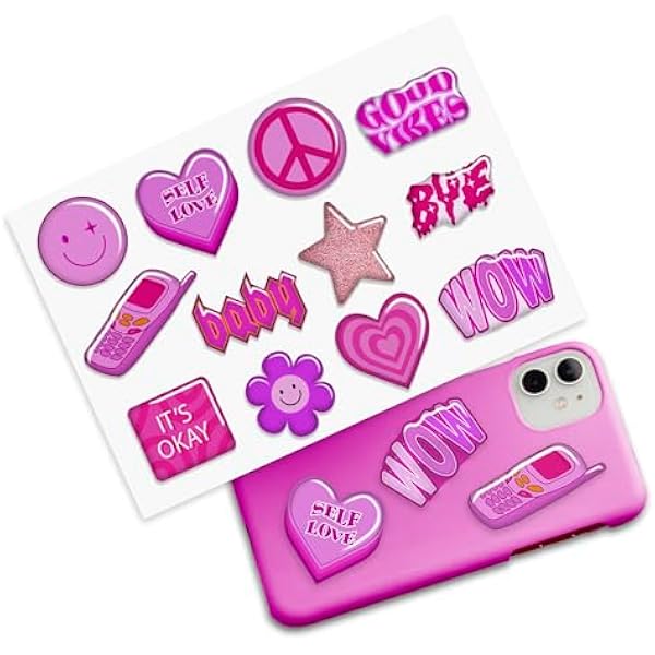BulbaCraft Y2K 3D Stickers for Phone Case Aesthetic — Puffy Cell Phone Stickers — 3D Puffy Decals for Adults, Gifts for Women & Men
