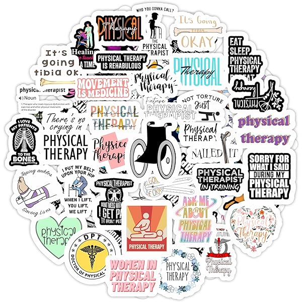 BulbaCraft Physical Therapy Stickers for Water Bottle and Laptop - Physical Therapy Party Favors & Decorations, Waterproof Vinyl Decals, Medical and Rehab Stickers, Gifts for Women & Men
