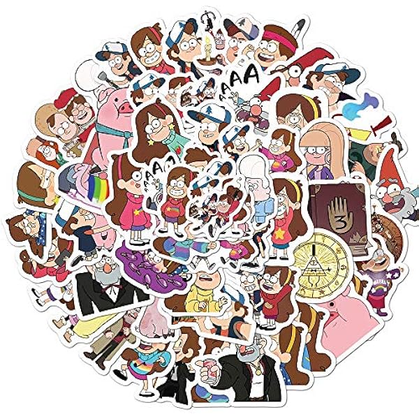 50pcs Popular Gravity Fall Stickers for Kids, Children's Cartoon Sticker for Water Bottle,Laptop,Waterproof Vinyl Decals for Teens Girls Boys Party Supply Favor Decor(Pink-A)