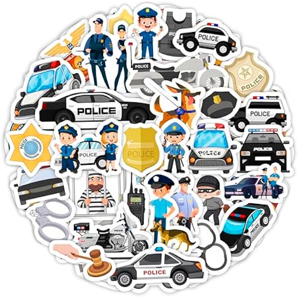 BulbaCraft 100Pcs Police Stickers, Cops Sticker, Police Man Laptop Decals, Cops Party Decorations, Gifts for Women & Men