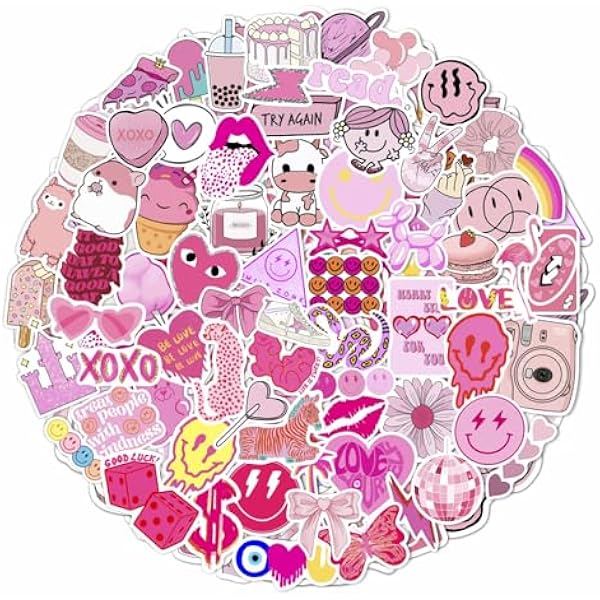 BulbaCraft 100Pcs Preppy Stickers for Water Bottle and Laptop - Preppy Party Favors & Decorations, Waterproof Vinyl Decals, Fashion and Fun Stickers, Gifts for Women & Men