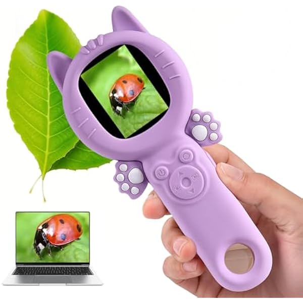 Kids Microscope – 500X Digital Pocket Handheld Microscope with Dual Cameras & Autofocus, STEM Educational Toy & Perfect Christmas Birthday Gift for Boys & Girls Ages 3 4 5 6 7 8 9 10 (Green)