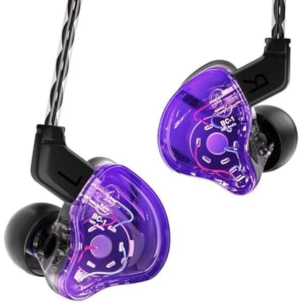 CCZ Melody in ear Monitor Headphones, hifi 1DD 1BA Drivers iem Earphones, Wired Earbuds with Crisp Clear Sound, 3.5mm Corded Earbuds for Singers Musicians Drummer Studio (Purple, without microphone)