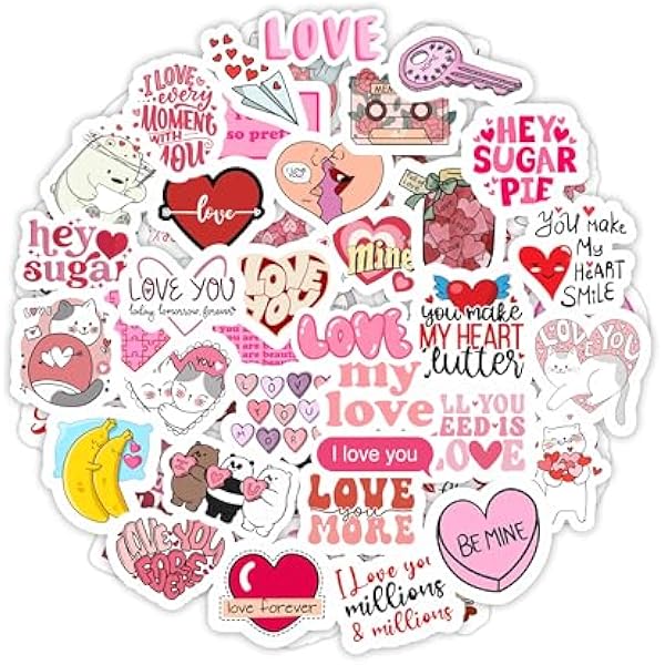 BulbaCraft 100Pcs Love Quote Stickers, Love Stickers for Water Bottle and Laptop - Love Quote Party Favors & Decorations, Waterproof Vinyl Decals, Gifts for Women & Men