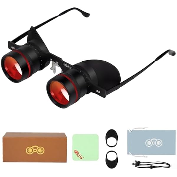BIJIA 3X Opera Binocular Glasses for Adults Men Women,Hands Free Binoculars for Concerts,Theater,Watching Tv,Sports,Travel,Bird,Fishing,Outdoor Activities(Upgraded HD Red Film)