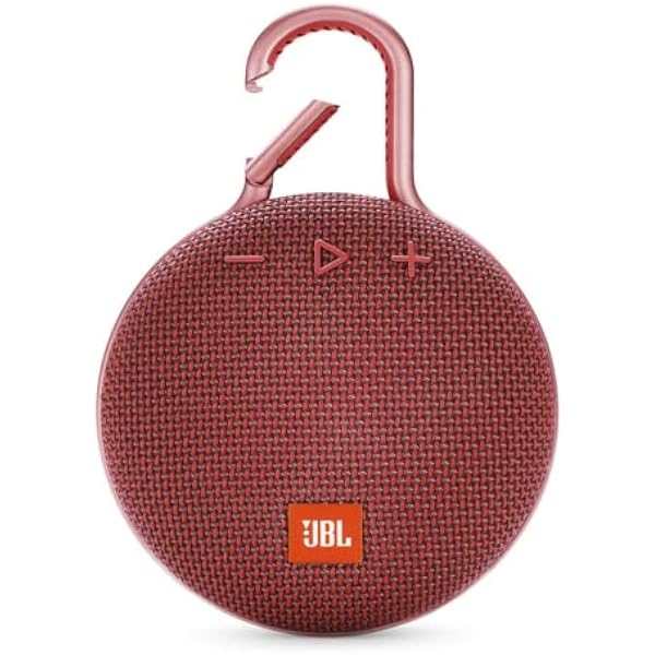 JBL Clip 3, Fiesta Red - Waterproof, Durable & Portable Bluetooth Speaker - Up to 10 Hours of Play - Includes Noise-Cancelling Speakerphone & Wireless Streaming