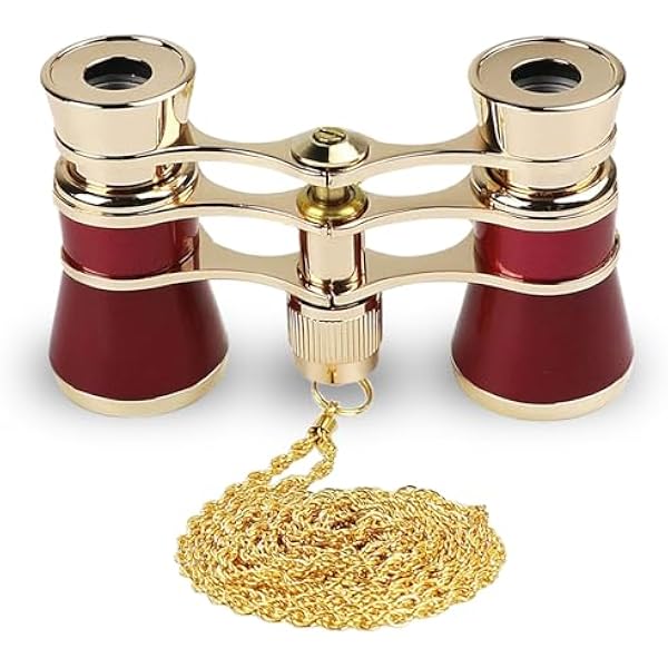 Opera Glasses Binoculars 3X25,Mini Binocular Compact Lightweight,with Chain for Adults Kids Women in Musical Concert (Red with Chain)