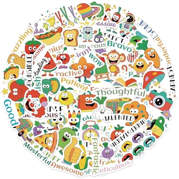 50PCS Punny Teacher Sticker for Student, Motivational Reward Stickers for Kids Classroom, Vinyl Decals for Laptop Water Bottle Girls Waterproof Magic Bookish Stickers (Reward)