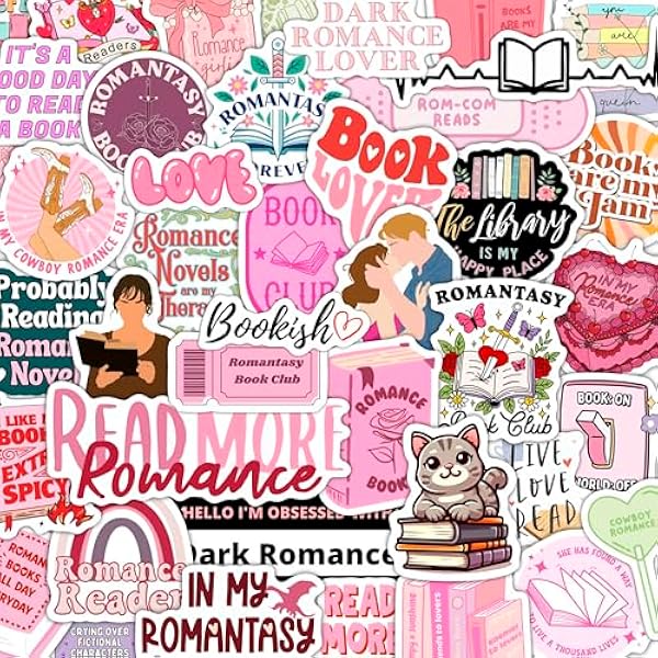 BulbaCraft 100Pcs Romantasy Book Stickers for Water Bottle and Laptop - Romantasy Book Party Favors & Decorations, Waterproof Vinyl Decals, Romantic and Fantasy Stickers, Gifts for Women & Men