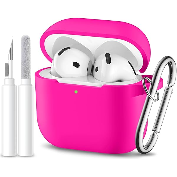for Airpods 4th Generation Case Cover(2024),Soft Silicone Full Protective Case for AirPods 4 Case with Keychain & Cleaner Kit,Compatible with Apple Airpods 4 for Women,Men（Rosepink）