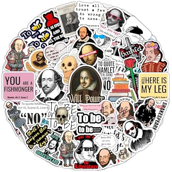 BulbaCraft Shakespeare Stickers – Literary Quote Vinyl Decals from Plays & Sonnets – Literature Waterproof Aesthetic Book Stickers for Laptops, Water Bottles - Shakespeare Gifts