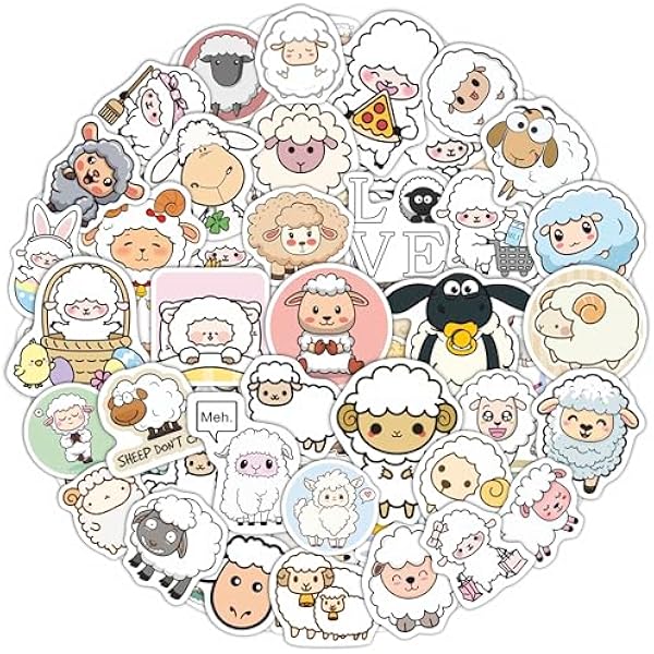 BulbaCraft 100Pcs Sheep Stickers, Lamb Stickers, Sheep Gifts for Women, Lamb Party Favors, Gifts for Women & Men