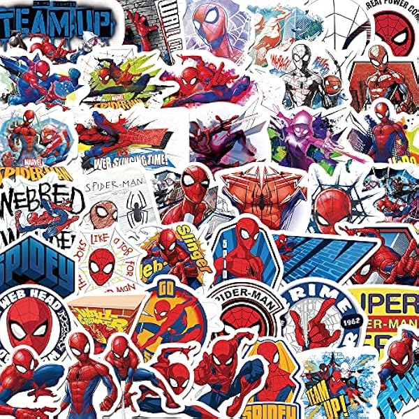 Cartoon Spider-Man Stickers, Cute Waterproof Vinyl Decal for Teen Kids Adult Girl Notebook, Laptop, Travel Case, Phone, Bike, Water Bottle, Guitar, Computer, Skateboard (Spider)