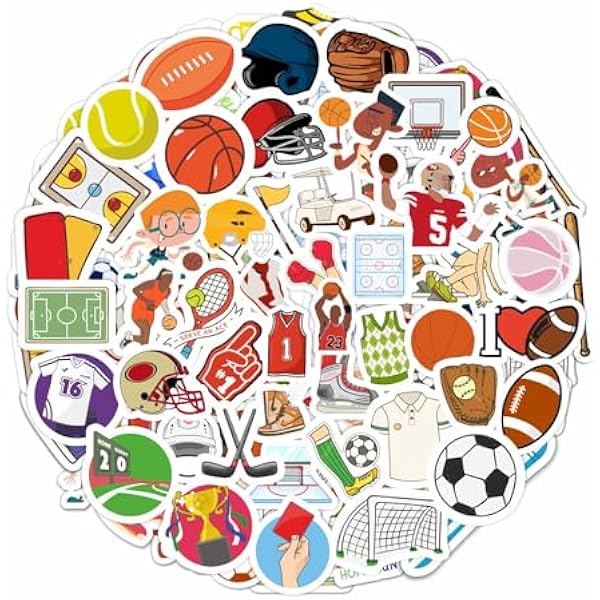 BulbaCraft Sports Stickers for Ki_ds for Water Bottle and Laptop - Sports Party Favors & Decorations, Waterproof Vinyl Decals, Athletics and Fun Stickers, Gifts for Women & Men