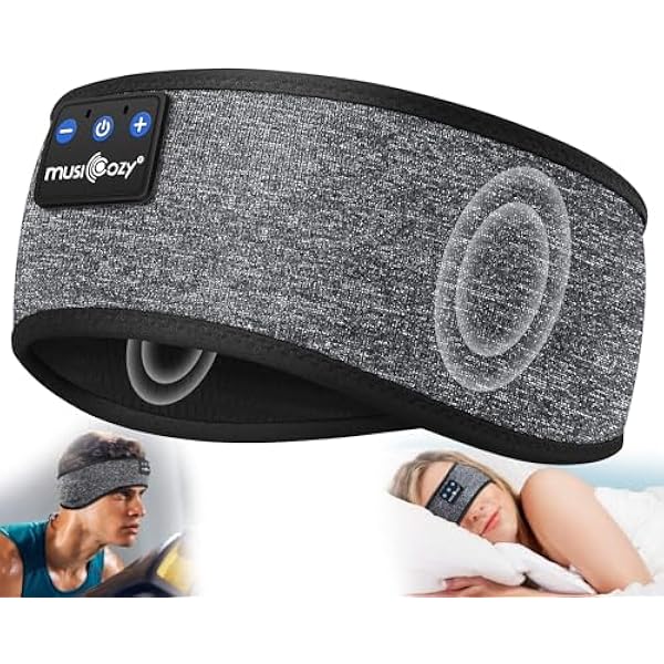 MUSICOZY Bluetooth 5.4 Sleep Headphones Sports Headband Headphones, Wireless Earphones Music Sleep Earbuds for Side Sleepers Sleeping Eye Mask for Women Men Workout Running Cool Unique Gifts