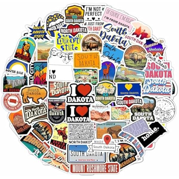 BulbaCraft Dakota Stickers for Water Bottle and Laptop - Dakota Party Favors & Decorations, Waterproof Vinyl Decals, State Pride and Icon Stickers, Gifts for Women & Men