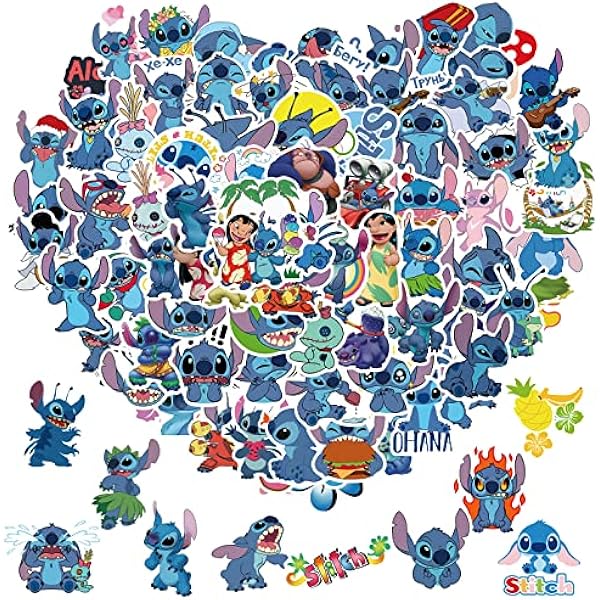 100pcs Cute Stitch Cartoon Stickers for Kids Water Bottle, Cool Lilo Stitch Waterproof Vinyl Stickers for Teen Girl Laptop Skateboard Bike Guitar Laggage Bicycle Travel Case