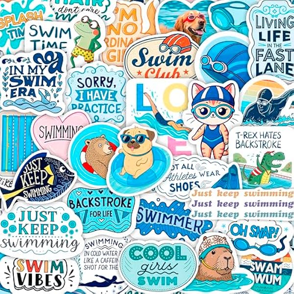 100Pcs Swim Stickers, Swimming Stickers for Water Bottles - Funny Swimmer Gifts for Swimmers - Swim Party Favors, Decorations - Gift for Women & Men