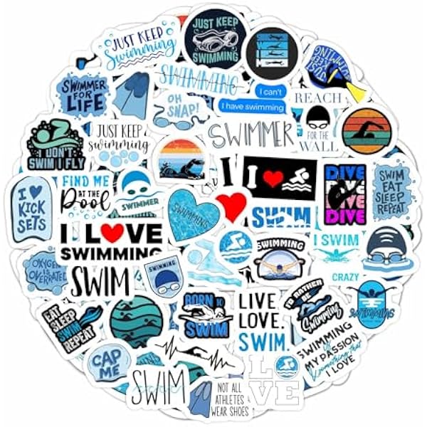 BulbaCraft Adult Swim Stickers, Swimming Stickers, Swimmer Decals, Swimmer Gifts, Swim Party Favors, Gifts for Women & Men