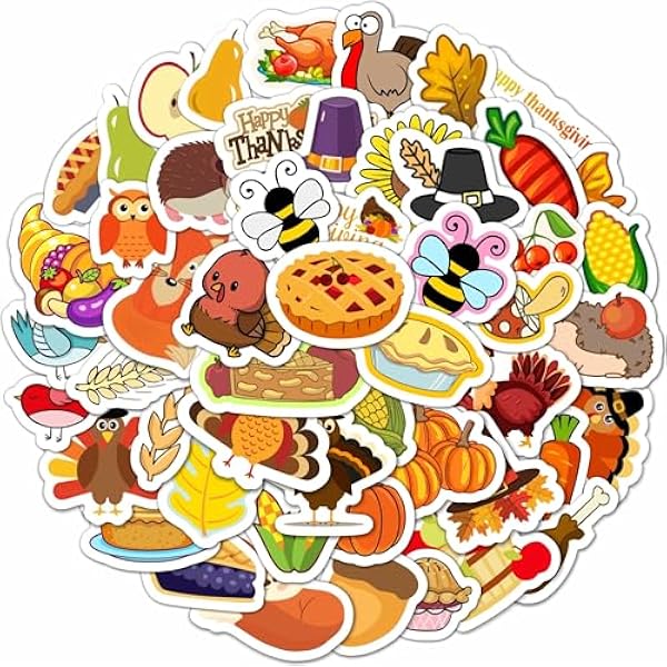 BulbaCraft Thanksgiving Stickers – Festive Stickers with Turkeys, Pumpkins, Fall Leaves & More – Perfect for Crafts, Scrapbooks, and Party Favors – Easy Peel & Stick, Gifts for Women & Men