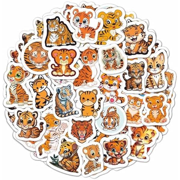 BulbaCraft 100Pcs Tiger Stickers, Tiger Gifts for Girls and Boys, Gifts for Women & Men