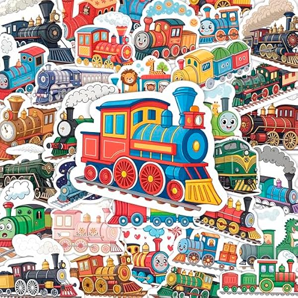 100Pcs Train Stickers for Water Bottle - Train Party Favors & Decorations - Railroad Stickers - Gift for Women & Men