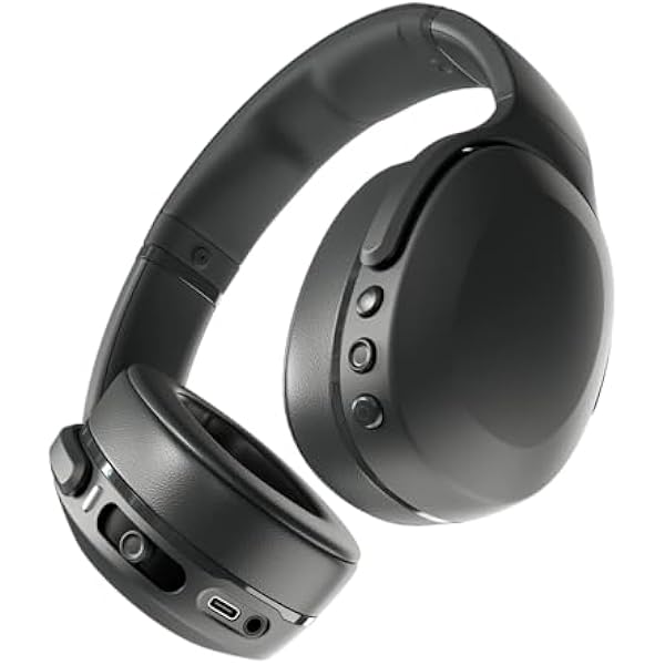Skullcandy Crusher Evo Wireless Bluetooth Headphones with Multi-Sensory Bass, Noise Isolating Over-Ear Fit, Up to 40 Hours Battery, Microphone for iPhone Android - True Black