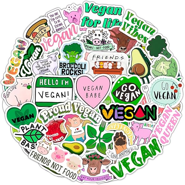 BulbaCraft Vegan Stickers for Water Bottle and Laptop - Plant-Based Party Favors & Decorations, Waterproof Vinyl Veganism Decals, Vegan Lifestyle Stickers Laptop Decals, Gifts for Women & Men