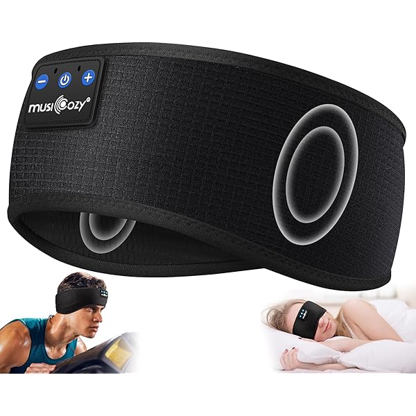 MUSICOZY Sleep Headphones Wireless, Bluetooth 5.4 Headband Sports Sleeping Headphones Eye Mask Earbuds Breathable Music Headband Perfect for Workout Running Travel Yoga