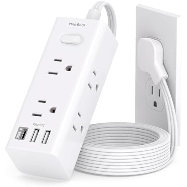 3Ft Extension Cord with Multiple Outlets, Flat Plug Power Strip Surge Protector with 1 Ft Cord, 6 Outlet 3 USB Ports (1 USB C), Multi Outlet Wall Plug for Travel, College, Dorm Room Essentials