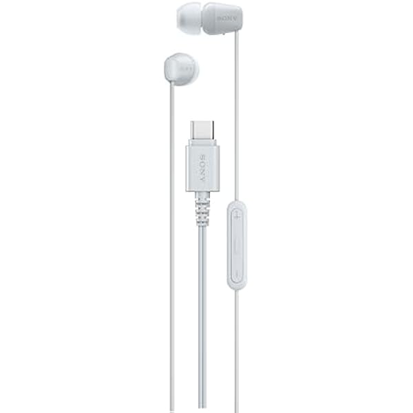Sony IER-EX15C USB-C Plug, Wired in-Ear Headphones for iPhone and Android Phones, with Built-in Multi-Function Button, Volume and Mic Control, Supports USB Audio Class 1.0 Devices, White