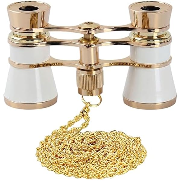 Opera Glasses Binoculars 3X25,Mini Binocular Compact Lightweight,with Chain for Adults Kids Women in Musical Concert (White with Chain)