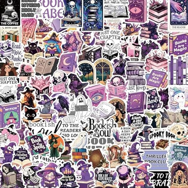 100pcs Fantasy Gothic Witch Bookish Stickers – Dark Academia, Witchcraft, Book Lover Aesthetic for Journals, Scrapbooks, Laptops, Water Bottles, Readers, Bookworms, Witches