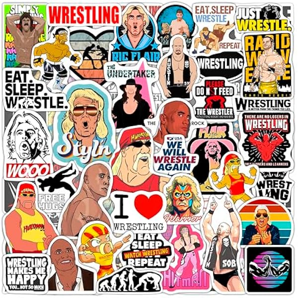 BulbaCraft Wrestling Stickers and Decals for Water Bottles, Wrestling Birthday Party Decorations, Gifts for Wrestlers, Gifts for Women & Men