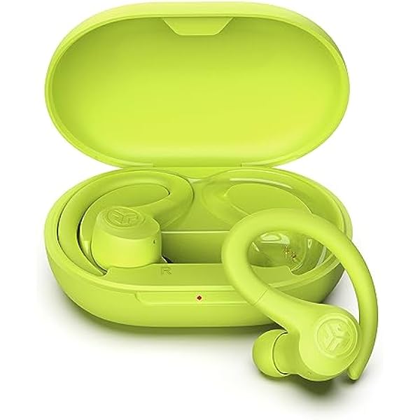 JLab Go Air Sport True Wireless Earbuds, Yellow, Featuring C3 Clear Calling, Secure Earhook Sport Design, 35+ Hour Bluetooth Playtime, and 3 EQ Sound Settings