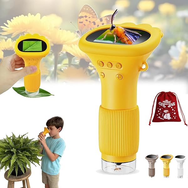 Buggy Lens, Buggy Lens Microscope Toy, Buggylens, Little Microscope for Kids, 2" IPS Screen 1000x Handheld Digital Microscopes HD, Pocket Portable Microscopes for Exploration