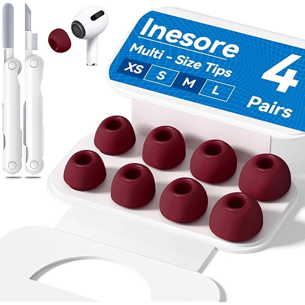 4-Pair Replacement Ear Tips for AirPods Pro 2nd/1st Generation with Portable Storage Box,Noise Reduction Holewith & Built-in dust Guard Screen,Silicone Ear Tips for Apple AirPods Pro (Zhu Hong)