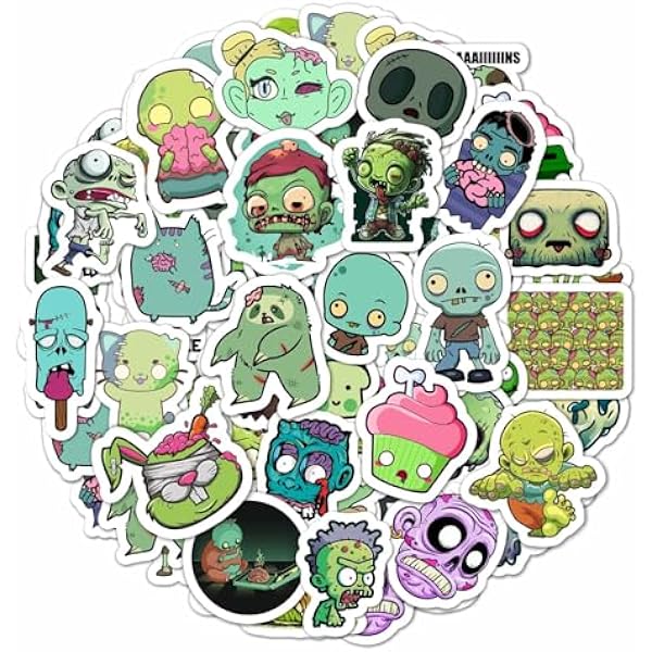 BulbaCraft 100Pcs Zombie Stickers & Adults — Zombie Decals for Boys and Girls, Spooky Halloween Decals Waterproof, Gifts for Women & Men